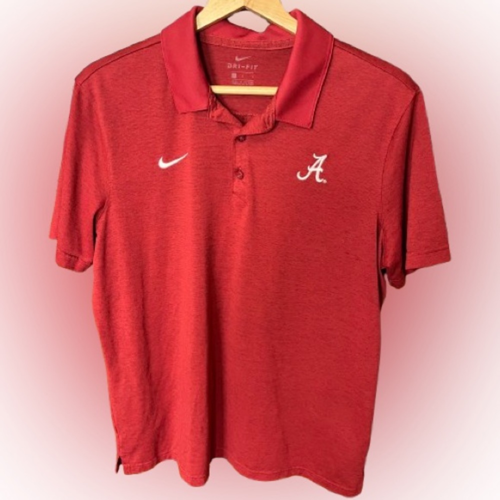 Nike Alabama Crimson Tide Dri Fit  Red Polo Shirt Size Large